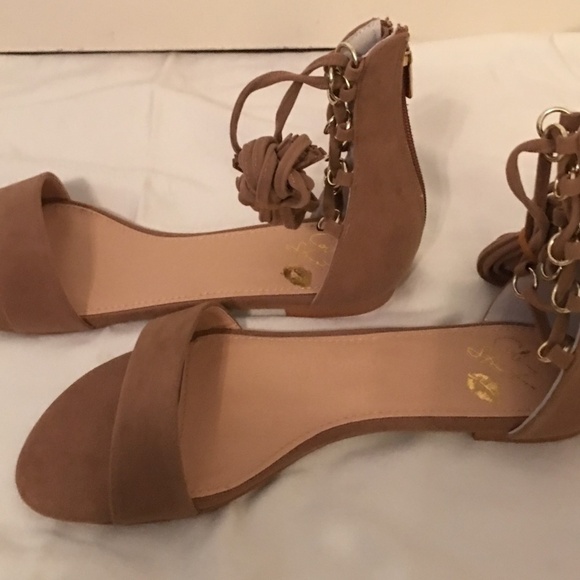 𝅺TAN and gold lace up wrap sandals Colin Stuart NEW - Picture 5 of 8
